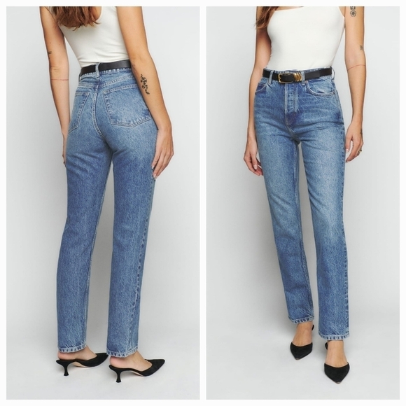 Reformation Cynthia High Rise Straight Jeans in Colorado size 24 NWT - Picture 6 of 13